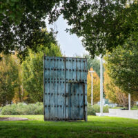 Image of public art sculpture The Labyrinth by Brian Goggin in Sunnyvale California