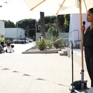April Banks addresses Greens Festival crowd, February 2020. Photo by Jason Abraham