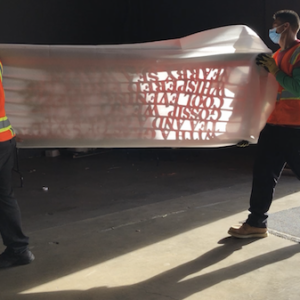 Installation Day 1. Photo by April Banks