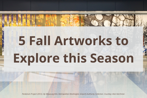 Featured image of a brown and yellow mural in the background with '5 Fall Artworks to Explore this Season' placed on top.