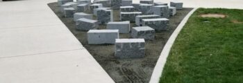 <h3>2018, Stone blocks placed and pinned for Adam Kuby’s work Aggregations at University of Oregon Erb Memorial Union (EMU)</h3>